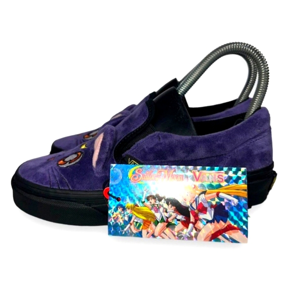 Sailor Moon Pretty Guardian Luna Slip-on Vans Sneakers Purple / Black Youth 2 - Picture 3 of 12